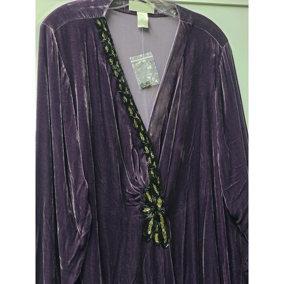 Soft Surroundings Purple Velvet Beaded Wrap Long Sleeve Vamp Tunic Holiday 2X - Picture 3 of 5